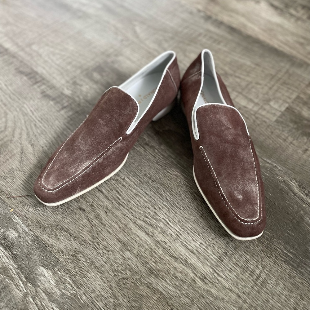 Mens Donald J Pliner brown suede leather loafers 9M